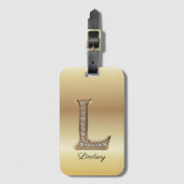 Glam Gold Diamant Monogramm Anfangsbuchstabe L Gepäckanhänger (Vorderseite Vertikal)