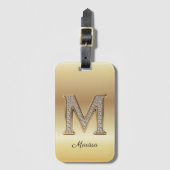 Glam Gold Diamant Monogramm Anfangsbuchstabe M Gepäckanhänger (Vorderseite Vertikal)