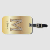 Glam Gold Diamant Monogramm Anfangsbuchstabe M Gepäckanhänger (Vorderseite (Horizontal))