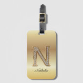 Glam Gold Diamant Monogramm Anfangsbuchstabe N Gepäckanhänger (Vorderseite Vertikal)