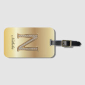 Glam Gold Diamant Monogramm Anfangsbuchstabe N Gepäckanhänger (Vorderseite (Horizontal))