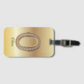 Glam Gold Diamant Monogramm Anfangsbuchstabe O Gepäckanhänger (Vorderseite (Horizontal))