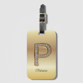Glam Gold Diamant Monogramm Anfangsbuchstabe P Gepäckanhänger (Vorderseite Vertikal)