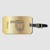 Glam Gold Diamant Monogramm Anfangsbuchstabe P Gepäckanhänger (Vorderseite (Horizontal))