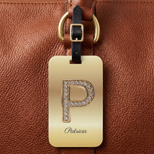Glam Gold Diamant Monogramm Anfangsbuchstabe P Gepäckanhänger