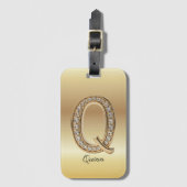 Glam Gold Diamant Monogramm Anfangsbuchstabe Q Gepäckanhänger (Vorderseite Vertikal)
