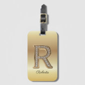 Glam Gold Diamant Monogramm Anfangsbuchstabe R Gepäckanhänger (Vorderseite Vertikal)