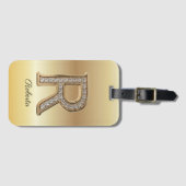 Glam Gold Diamant Monogramm Anfangsbuchstabe R Gepäckanhänger (Vorderseite (Horizontal))