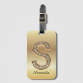 Glam Gold Diamant Monogramm Anfangsbuchstabe S Gepäckanhänger (Vorderseite Vertikal)