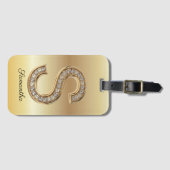 Glam Gold Diamant Monogramm Anfangsbuchstabe S Gepäckanhänger (Vorderseite (Horizontal))