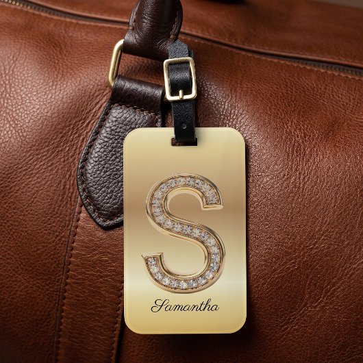 Glam Gold Diamant Monogramm Anfangsbuchstabe S Gepäckanhänger