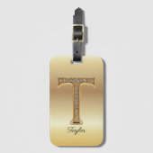 Glam Gold Diamant Monogramm Anfangsbuchstabe T Gepäckanhänger (Vorderseite Vertikal)