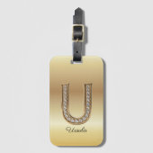 Glam Gold Diamant Monogramm Anfangsbuchstabe U Gepäckanhänger (Vorderseite Vertikal)