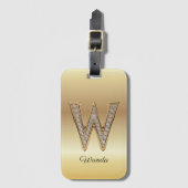 Glam Gold Diamant Monogramm Anfangsbuchstabe W Gepäckanhänger (Vorderseite Vertikal)