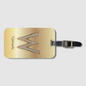 Glam Gold Diamant Monogramm Anfangsbuchstabe W Gepäckanhänger (Vorderseite (Horizontal))