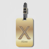 Glam Gold Diamant Monogramm Anfangsbuchstabe X Gepäckanhänger (Vorderseite Vertikal)