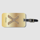 Glam Gold Diamant Monogramm Anfangsbuchstabe X Gepäckanhänger (Vorderseite (Horizontal))