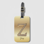 Glam Gold Diamant Monogramm Anfangsbuchstabe Z Gepäckanhänger (Vorderseite Vertikal)