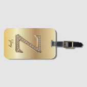 Glam Gold Diamant Monogramm Anfangsbuchstabe Z Gepäckanhänger (Vorderseite (Horizontal))
