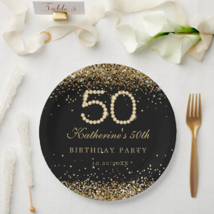 Glam Gold Diamanten 50. Geburtstagsfeier Papierpla Pappteller