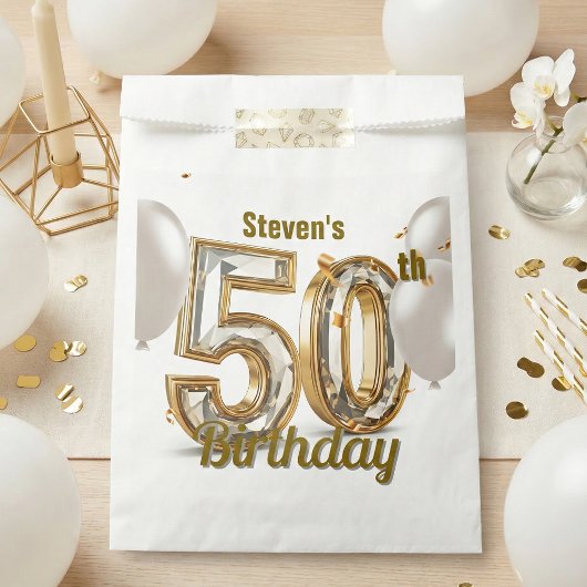 Glam Gold Diamond 50. Geburtstagsfeier Geschenktütchen