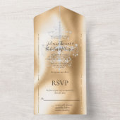 Glam Gold Diamond Chandelier All In One Einladung (Innen Boden)