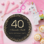 Glam Gold Diamonds 40th Birthday Party Paper Plate Pappteller (Party)