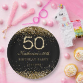 Glam Gold Diamonds 50th Birthday Party Paper Plate Pappteller (Party)