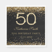 Glam Gold Diamonds 50th Birthday Party Serviette (Vorderseite)