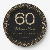 Glam Gold Diamonds 60th Birthday Party Paper Plate Pappteller (Vorderseite)