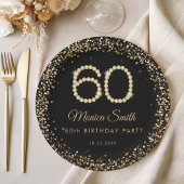 Glam Gold Diamonds 60th Birthday Party Paper Plate Pappteller
