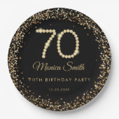 Glam Gold Diamonds 70th Birthday Party Paper Plate Pappteller (Vorderseite)