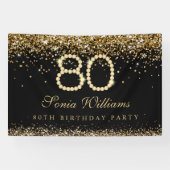 Glam Gold Diamonds 80. Geburtstagsfeier Banner (Horizontal)
