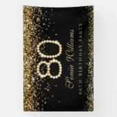 Glam Gold Diamonds 80th Birthday Party Banner (Vertikal)