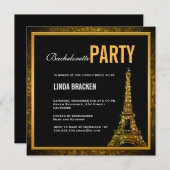 Glam Gold Eiffel Tower Bachelorette Einladung (Vorne/Hinten)