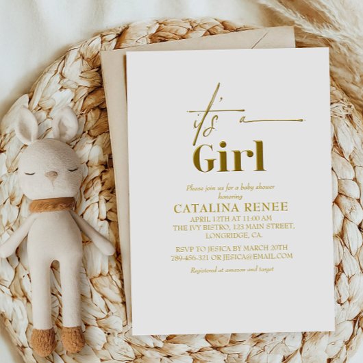 Glam Gold eine Girl-Baby-Dusche Einladung