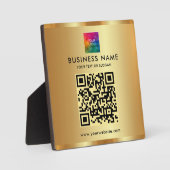 Glam Gold Elegante Modern Custom Text Logo QR Code Fotoplatte (Vorderseite)