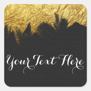 Glam Gold Farbe auf Schwarz - Modernes Stylist Bou Quadratischer Aufkleber