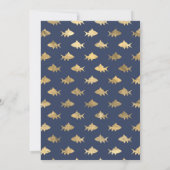 Glam Gold Fish Navy Blue Brautparty Einladung (Rückseite)