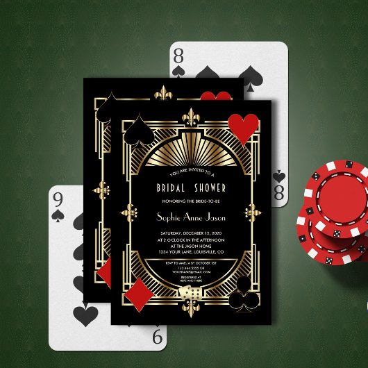 Glam Gold Fleur-de-lis Gatsby Style Brautparty Einladung