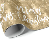 Glam Gold Floral Glitzer Frohe Weihnachtsschrift Geschenkpapier (Rolleneckpunkt)