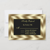 Glam Gold Foil and Black Wedding RSVP Karte (Rückseite)