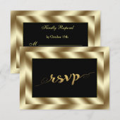 Glam Gold Foil and Black Wedding RSVP Karte (Vorne/Hinten)