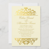 Glam Gold Foil Blüh Wedding | Elfenbeingold Einladung (Vorderseite)