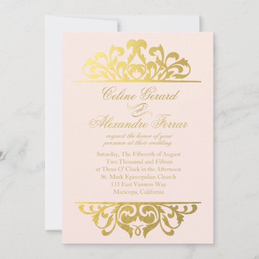 Glam Gold Foil Blüh Wedding | Rostgold Einladung (Vorderseite)