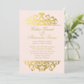 Glam Gold Foil Blüh Wedding | Rostgold Einladung (Stehend Vorderseite)