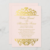 Glam Gold Foil Blüh Wedding | Rostgold Einladung (Vorne/Hinten)