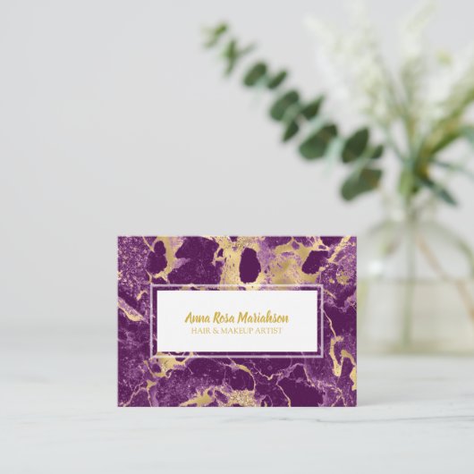*~* Glam Gold Foil Lila Marmor Popular Chic Visitenkarte (Stehend Vorderseite)