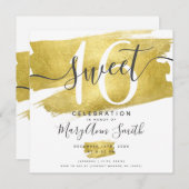 Glam Gold Foil Paint Sweet 16. Geburtstag Einladung (Vorne/Hinten)