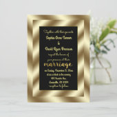 Glam Gold Foil und Black Wedding Einladung (Stehend Vorderseite)